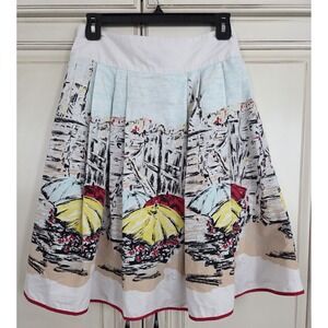Ashley B‎ Bernado Skirt Umbrella City Scene Sz 2 Paris Cafe